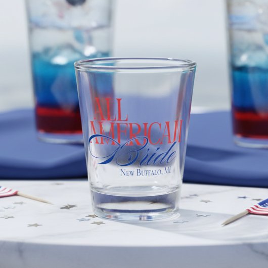 Patriotic All American Bride Bachelorette Schnapsglas