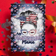 Patriotic All American Mama Messy Bun