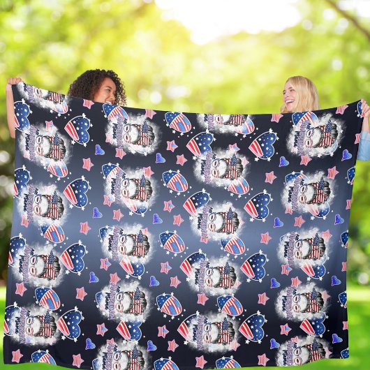 Patriotic All American Mama Messy Bun Fleecedecke