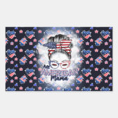 Patriotic All American Mama Messy Bun Rechteckiger Aufkleber (Vorderseite)