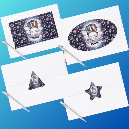 Patriotic All American Mama Messy Bun Rechteckiger Aufkleber