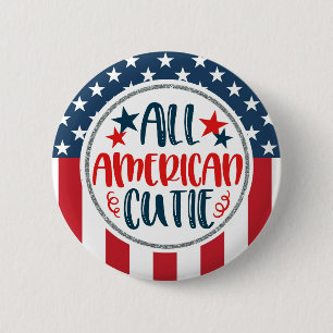 Patriotic All American Süsse Stars Streifen Einzig Button