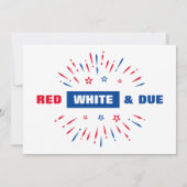 Patriotic am 4. Juli Red White and Due Baby Dusche Dankeskarte (Rückseite)