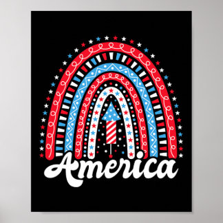 Patriotic America Boho Rainbow 4. Juli Indepen Poster