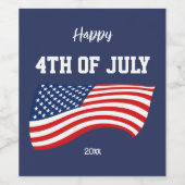Patriotic America Flag 4. Juli Weinetikett (Einzelnes Label)