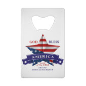 Patriotic America Star Design (v3) Kreditkartenflaschenöffner (Rückseite)