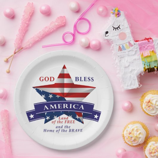 Patriotic America Star Design (v3) Pappteller (Party)