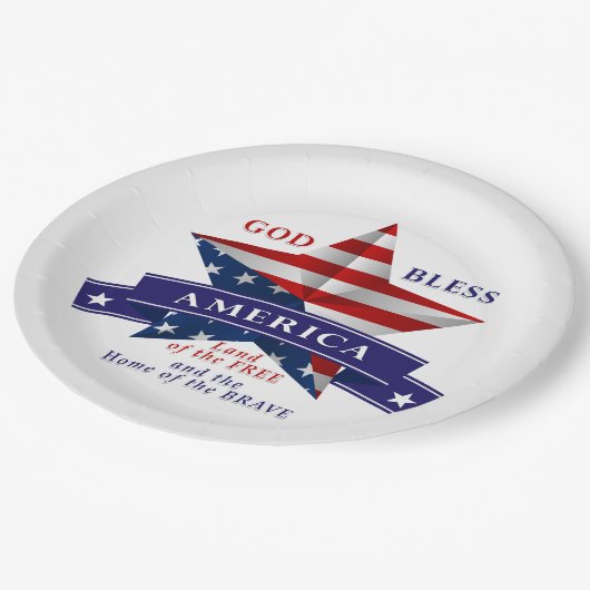 Patriotic America Star Design (v3) Pappteller (Schrägansicht)