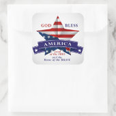 Patriotic America Star Design (v3) Quadratischer Aufkleber (Tasche)