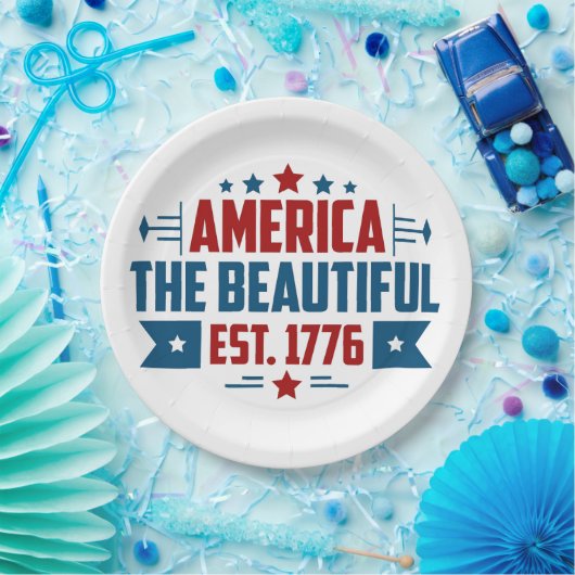 Patriotic America the Beautiful Paper Plate Pappteller (Party)