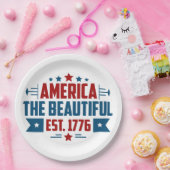 Patriotic America the Beautiful Paper Plate Pappteller (Party)