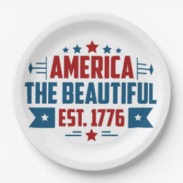 Patriotic America the Beautiful Paper Plate Pappteller