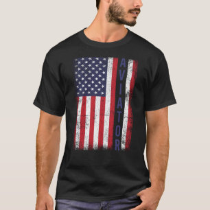 Patriotic American Aviator Vintag US-Flagge Merica T-Shirt