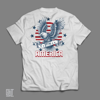 Patriotic American Bald Eagle 1776 USA Flag Vintag T-Shirt