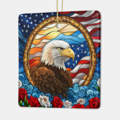 Patriotic American Bald Eagle "Stains Glass" Keramikornament (Links)