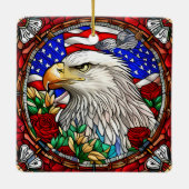 Patriotic American Bald Eagle "Stains Glass" Keramikornament (Rückseite)