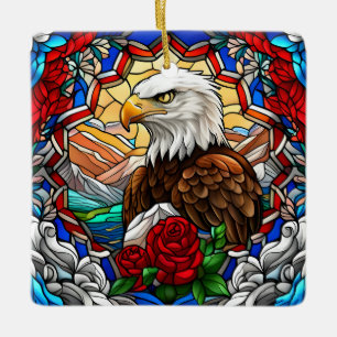 Patriotic American Bald Eagle "Stains Glass" Keramikornament