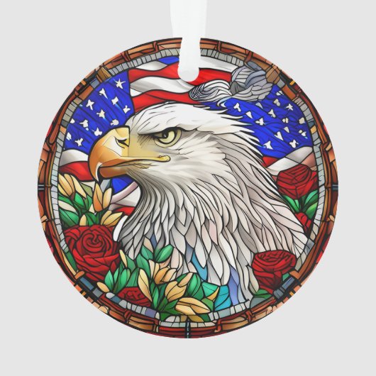 Patriotic American Bald Eagle "Stains Glass" Ornament (Rückseite)