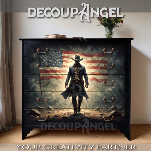 Patriotic American Boy - Decoupage - Seidenpapier