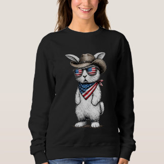 Patriotic American Bunny Cowboy Face Easter Day Sweatshirt