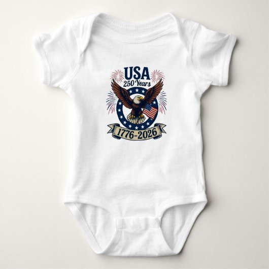 Patriotic American Eagle 250 Years 1776-2026 Baby Strampler (Vorderseite)