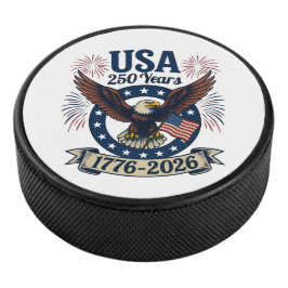 Patriotic American Eagle 250 Years 1776-2026 Eishockey Puck