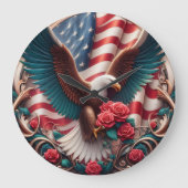 Patriotic American Eagle Clock Große Wanduhr (Vorderseite)
