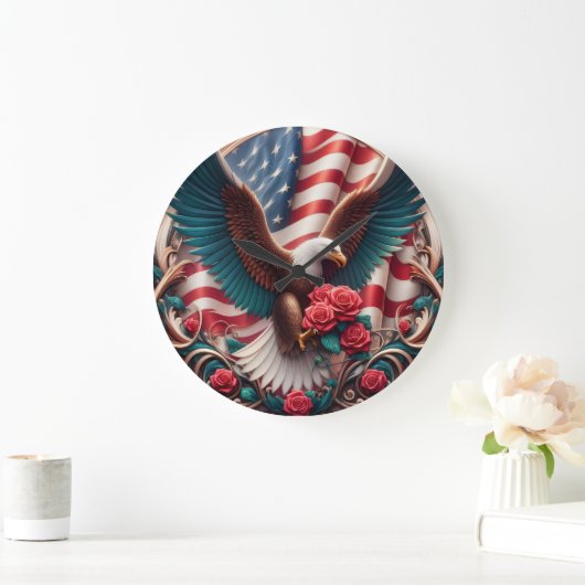 Patriotic American Eagle Clock Große Wanduhr (Zuhause)