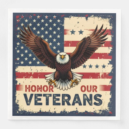 Patriotic American Eagle Honor Our Veterans Serviette (Vorderseite)