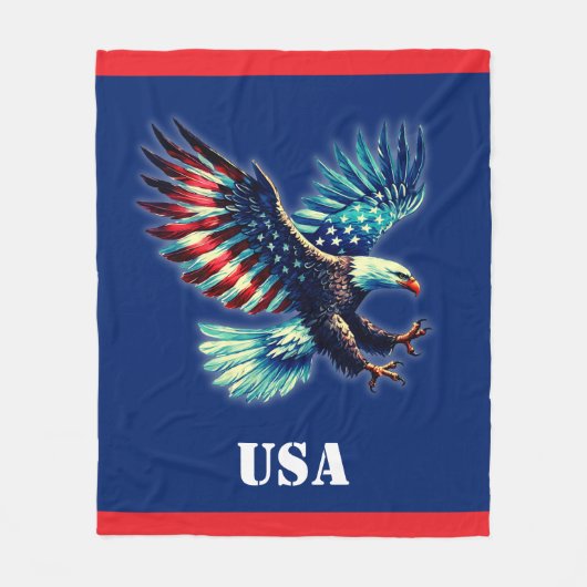 Patriotic American Eagle Red White Blue Fleecedecke (Vorderseite)