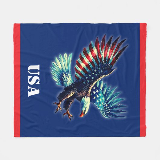 Patriotic American Eagle Red White Blue Fleecedecke (Vorderseite (Horizontal))