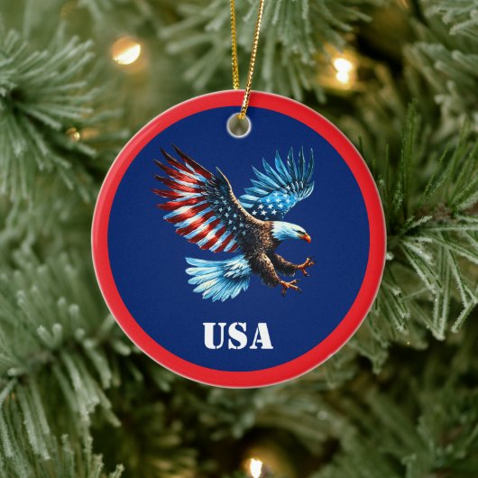 Patriotic American Eagle Red White Blue Keramik Ornament (Baum)