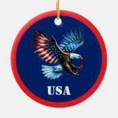 Patriotic American Eagle Red White Blue Keramik Ornament (Hinten)