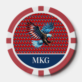 Patriotic American Eagle Red White Blue Pokerchips
