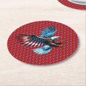 Patriotic American Eagle Red White Blue Runder Pappuntersetzer (Angewinkelt)
