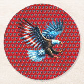 Patriotic American Eagle Red White Blue Runder Pappuntersetzer (Vorderseite)
