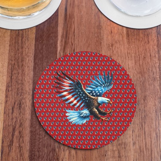 Patriotic American Eagle Red White Blue Runder Pappuntersetzer