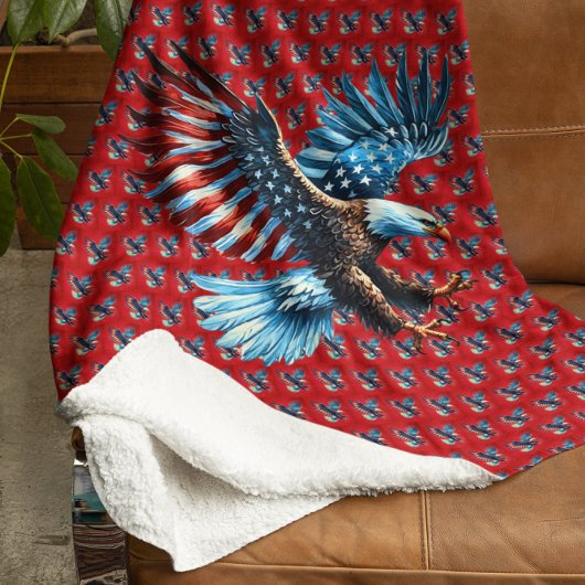 Patriotic American Eagle Red White Blue Sherpadecke