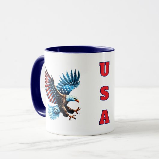 Patriotic American Eagle Red White Blue Tasse (Vorderseite Links)