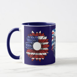 Patriotic American Eagle Sunflower Flag Navy Combo Tasse