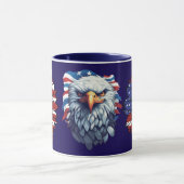 Patriotic American Eagle Sunflower Flag Navy Combo Tasse (Zentrum)