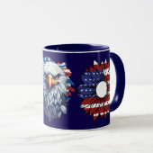 Patriotic American Eagle Sunflower Flag Navy Combo Tasse (VorderseiteRechts)
