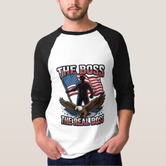 Patriotic American Eagle The Real Boss Design T-Shirt
