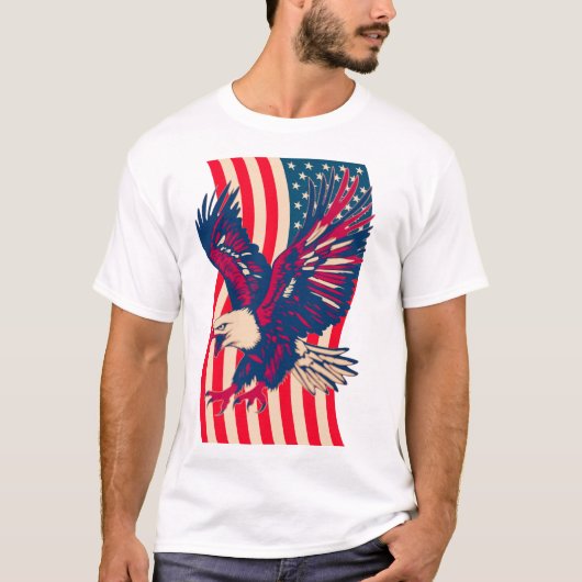 Patriotic American Eagle USA Flag T-Shirt (Vorderseite)