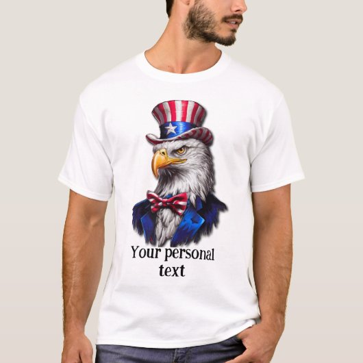 Patriotic American Eagle Your Personal Text T-Shirt (Vorderseite)