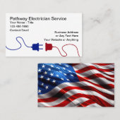 Patriotic American Electrician Theme Business Card Visitenkarte (Vorne/Hinten)