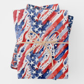 Patriotic American Flag Abstrakt Paint Splash Geschenkpapier Set (Beispiel)