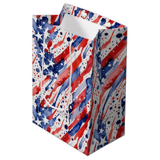 Patriotic American Flag Abstrakt Paint Splash Mittlere Geschenktüte
