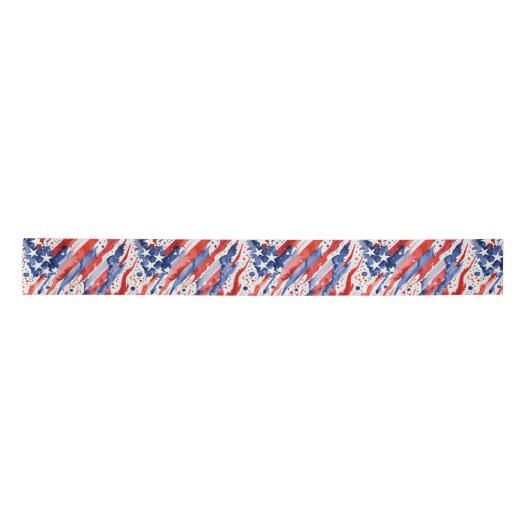 Patriotic American Flag Abstrakt Paint Splash Satinband (Vorderseite)