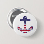 Patriotic American Flag Anchor Nautic Button (Vorne & Hinten)